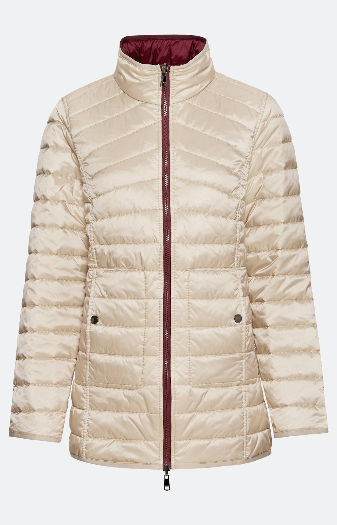 Gewatteerde jas met zakken, beige