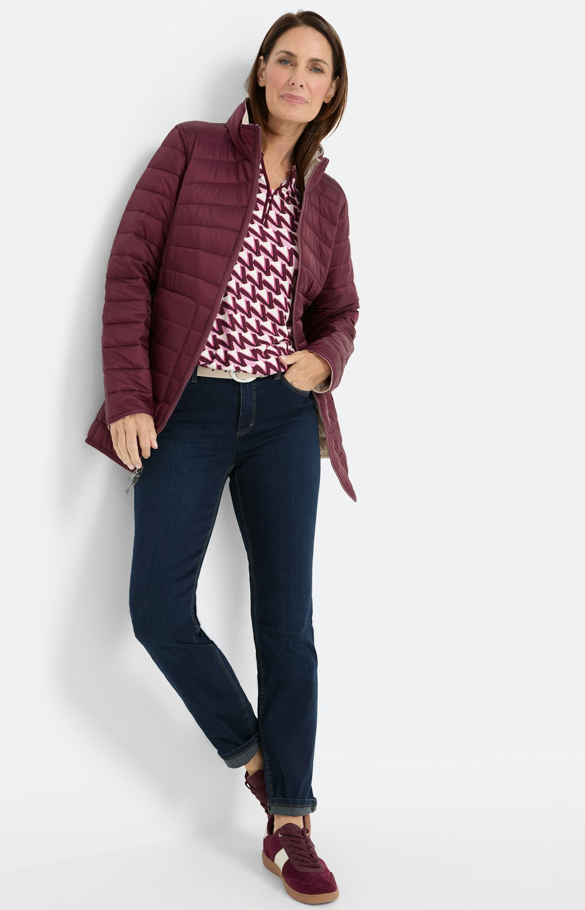 Gewatteerde jas met zakken, beige