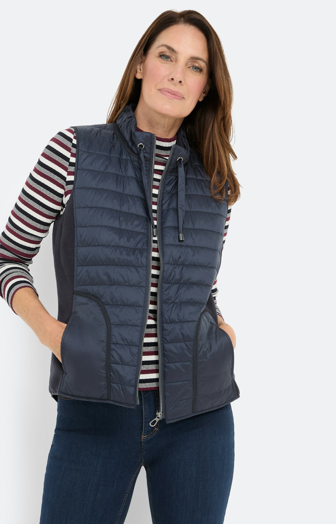 Bodywarmer in materialenmix, marine