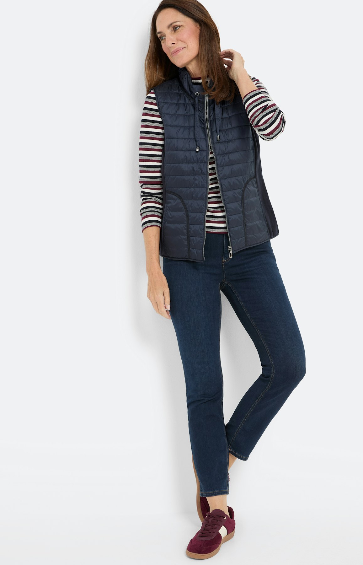 Bodywarmer in materialenmix, marine