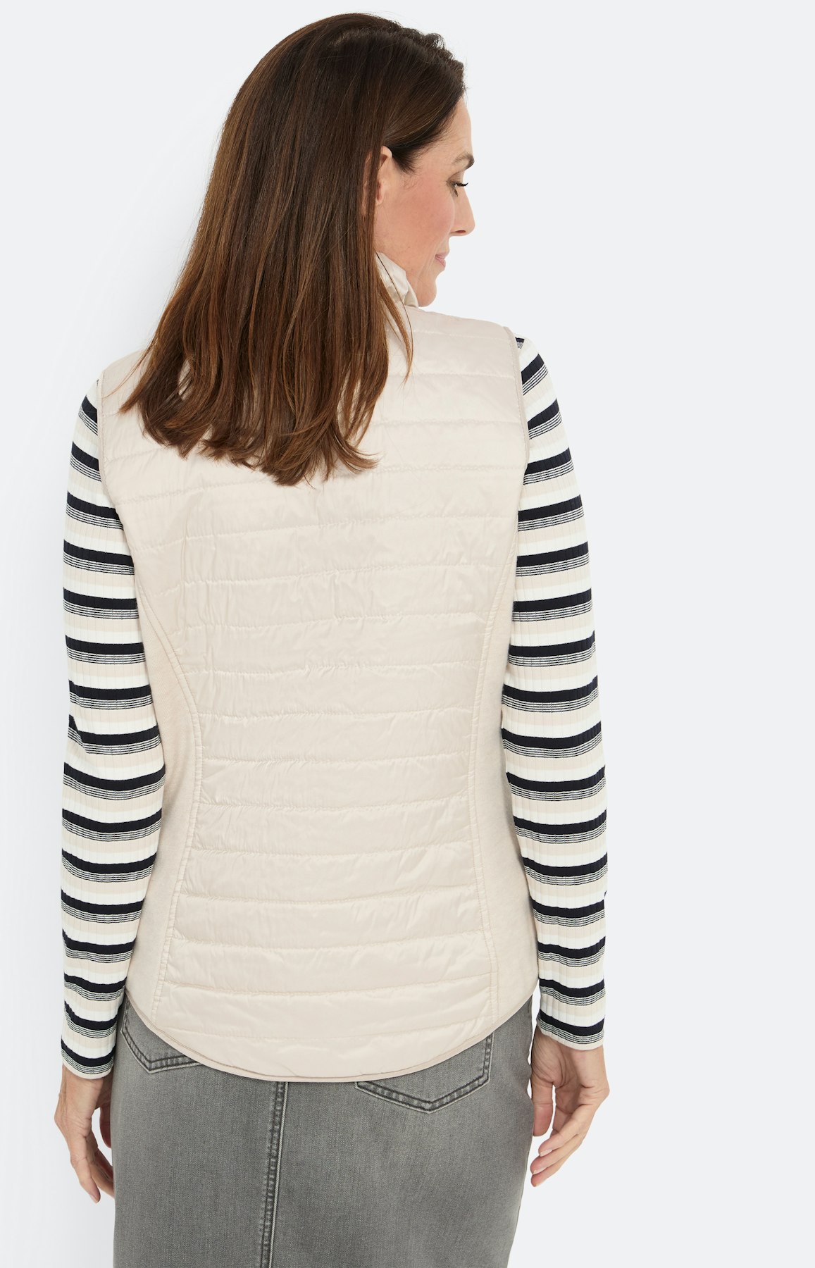 Bodywarmer in materialenmix, beige