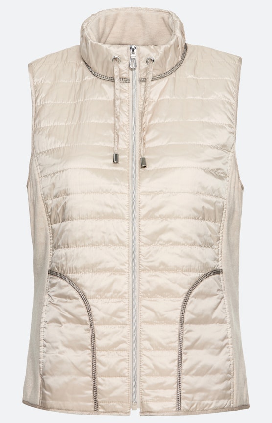 Steppweste mit Materialmix, beige