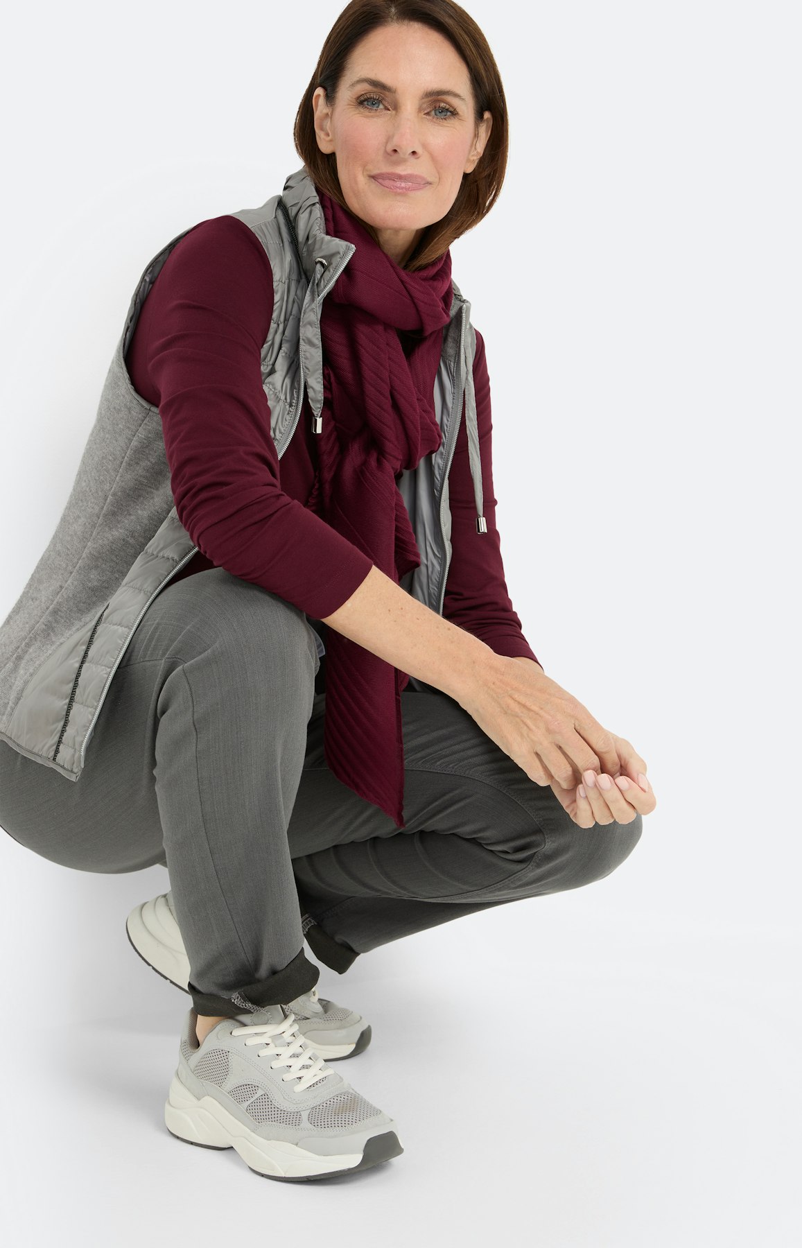 Bodywarmer in materialenmix, grijs