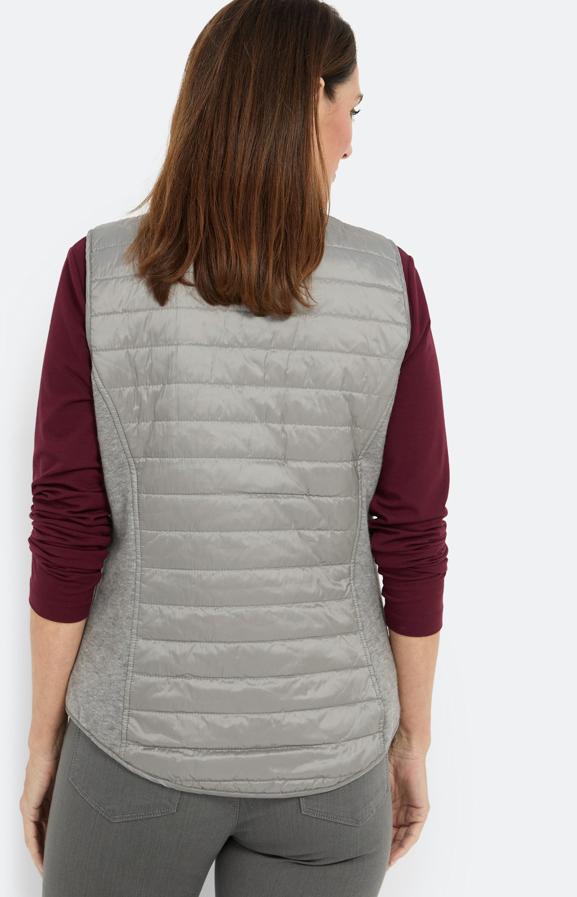 Bodywarmer in materialenmix, grijs