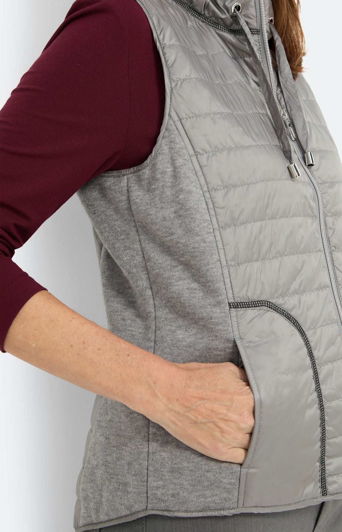 Bodywarmer in materialenmix, grijs