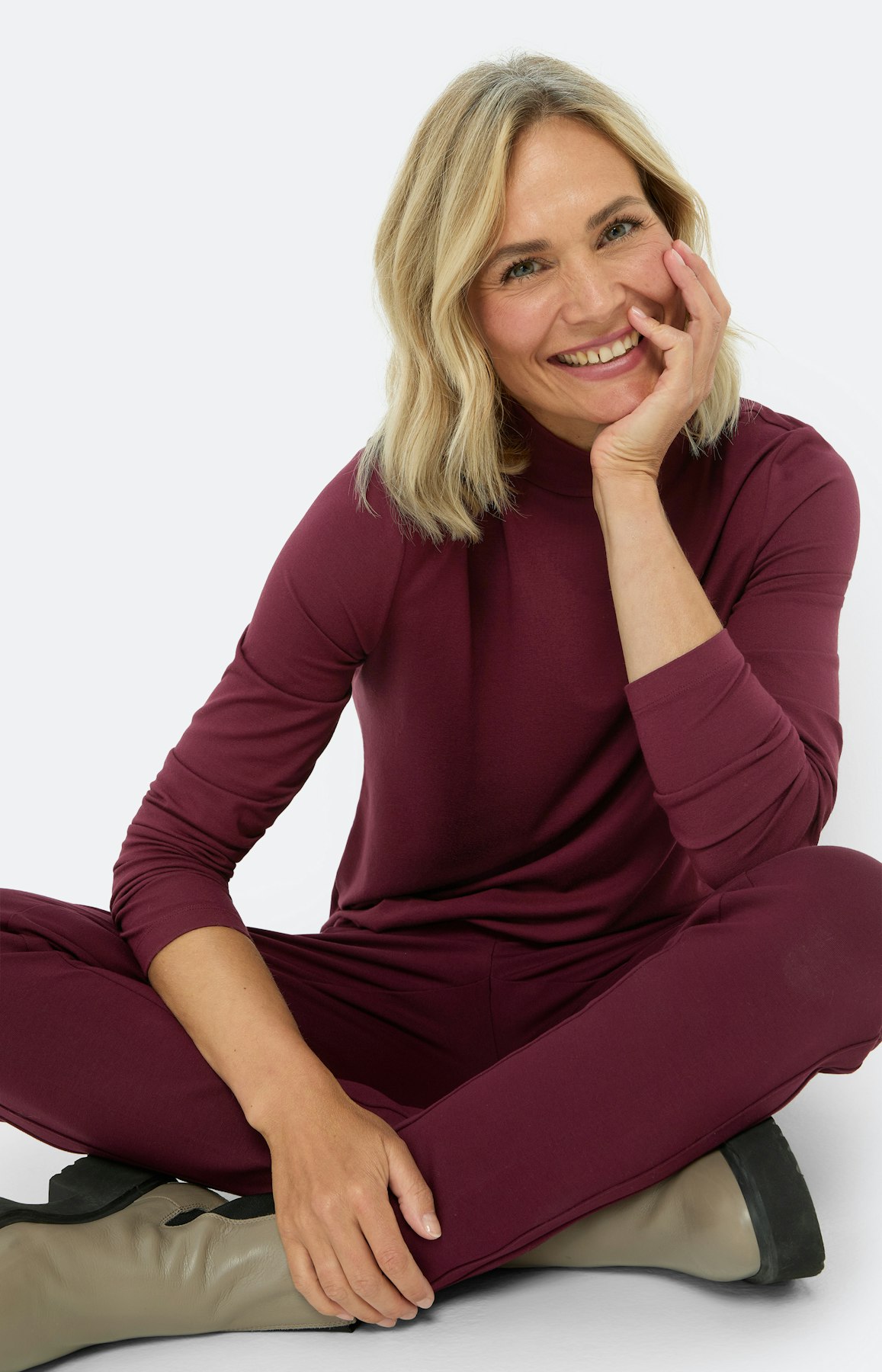 Shirt met lange mouwen, bourgondië