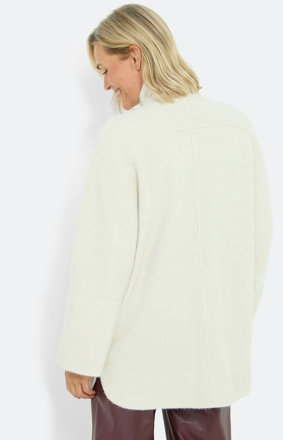 Poncho met een opstaande kraag, beige