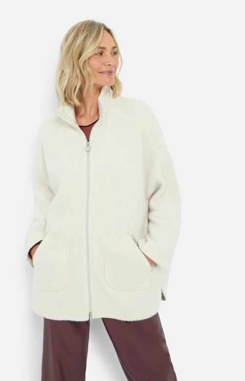 Poncho met een opstaande kraag, beige