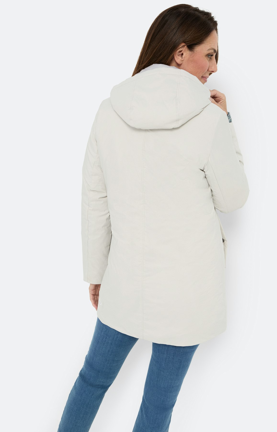 Parka met afneembare capuchon, silver