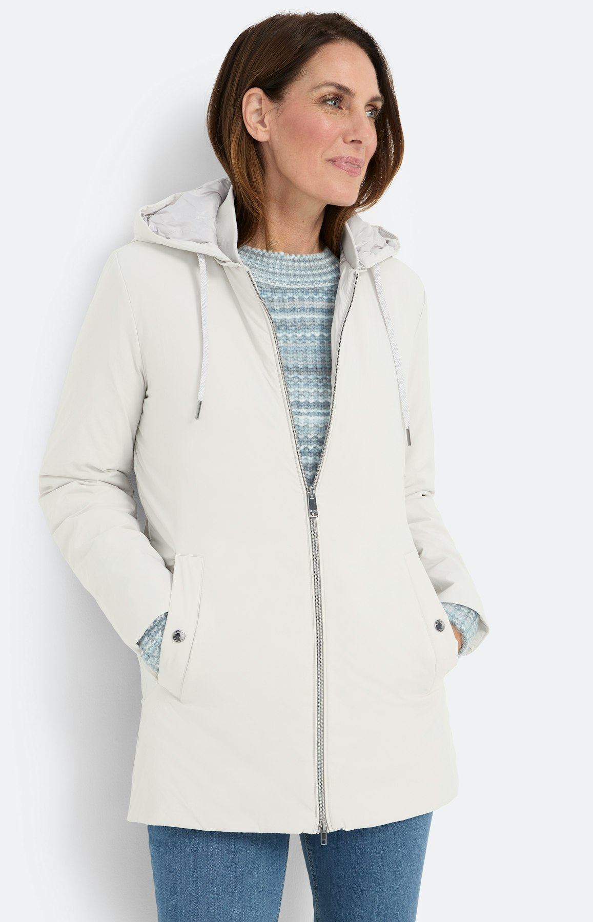 Parka met afneembare capuchon, silver