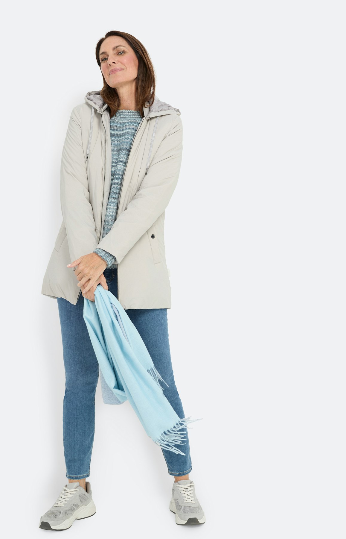 Parka met afneembare capuchon, silver