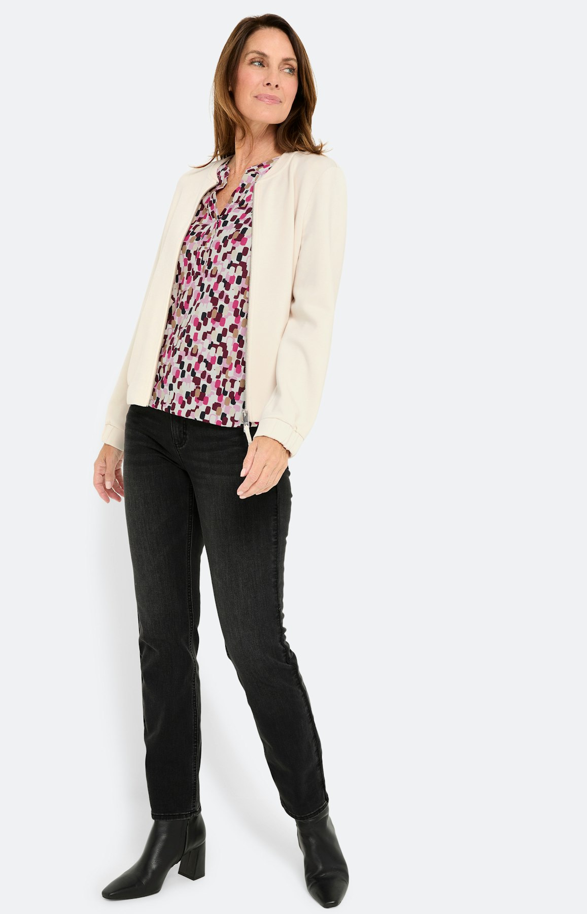 Gestippeld shirt met kraag, bourgundie