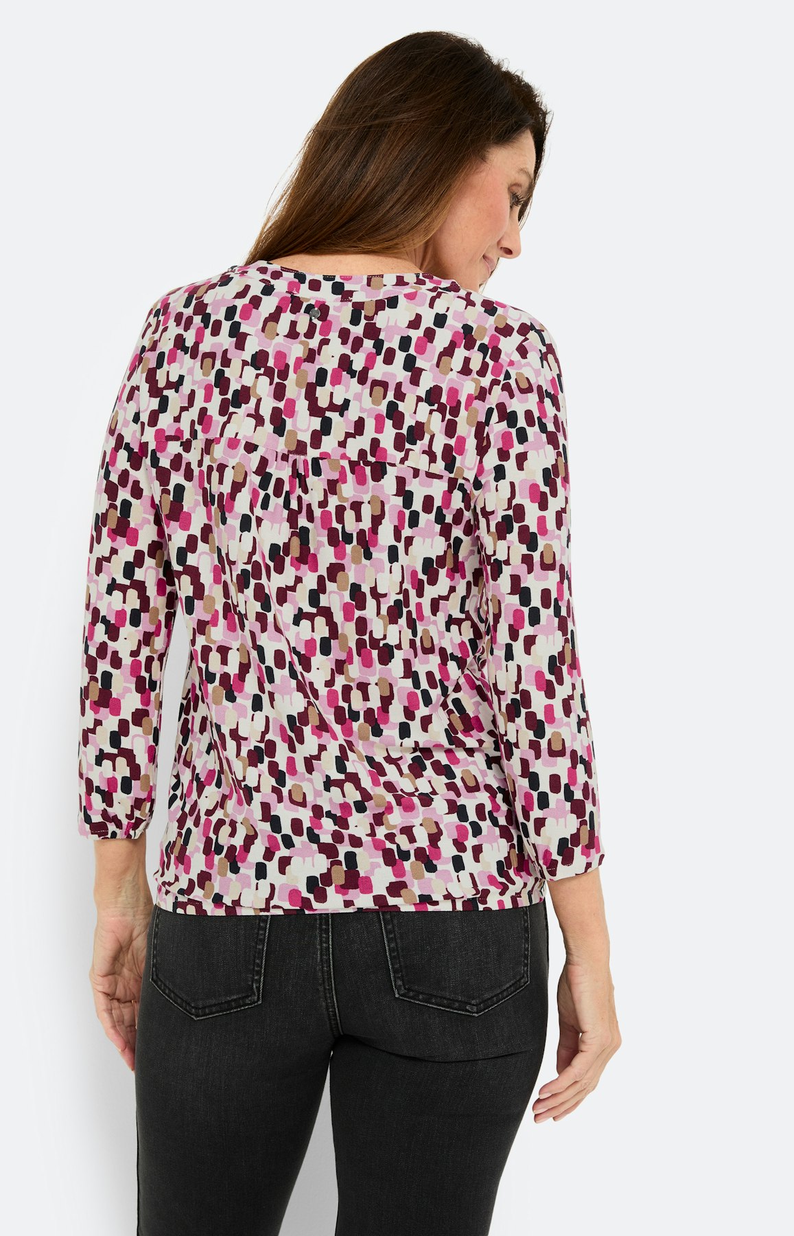 Gestippeld shirt met kraag, bourgundie