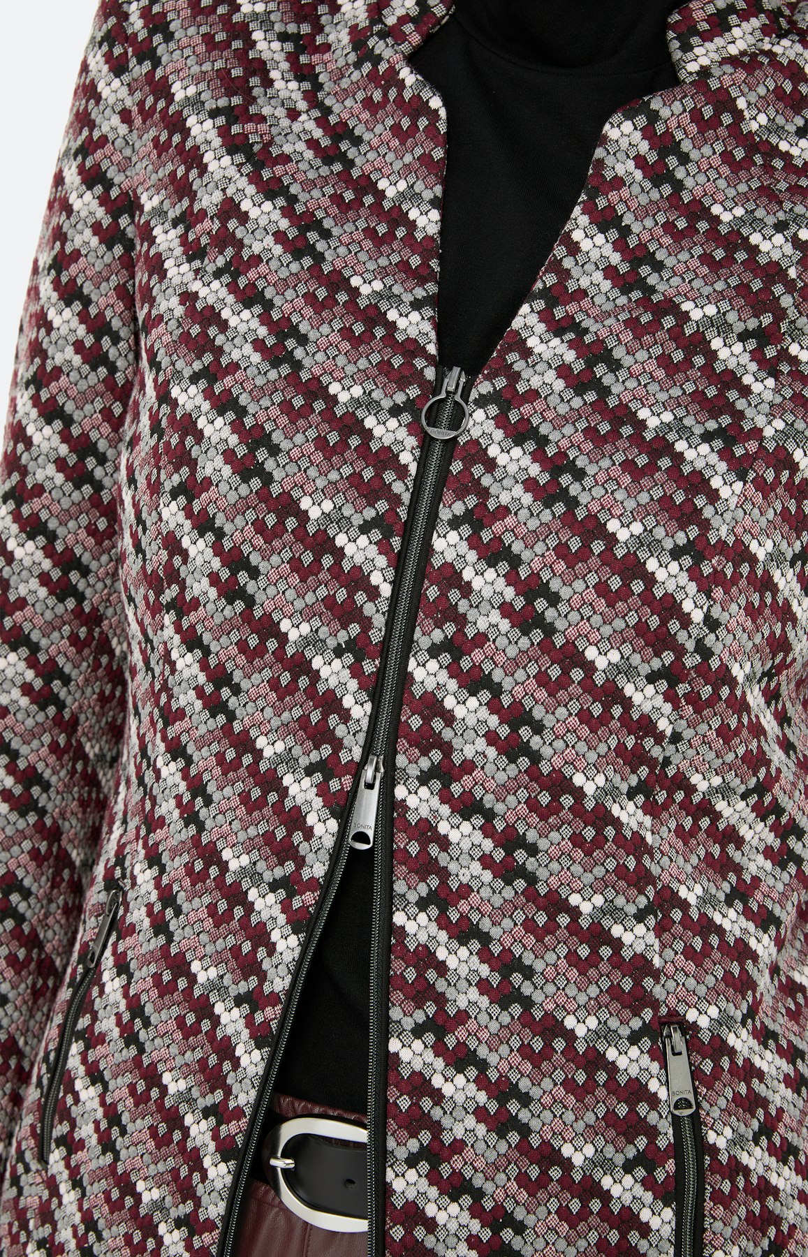 Strickblazer mit Reißverschluss, burgund