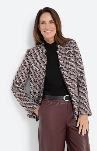 Tricotblazer met ritssluiting, bourgondi