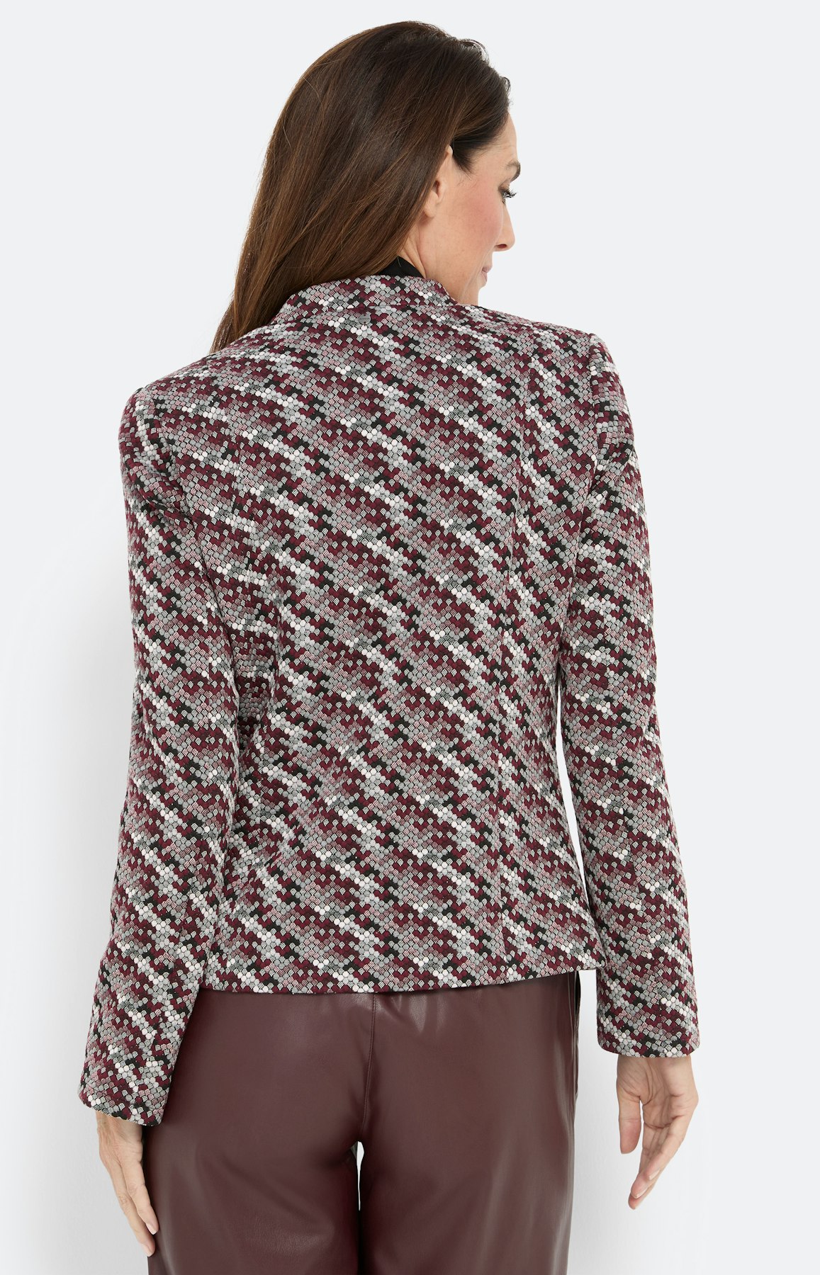 Strickblazer mit Reißverschluss, burgund