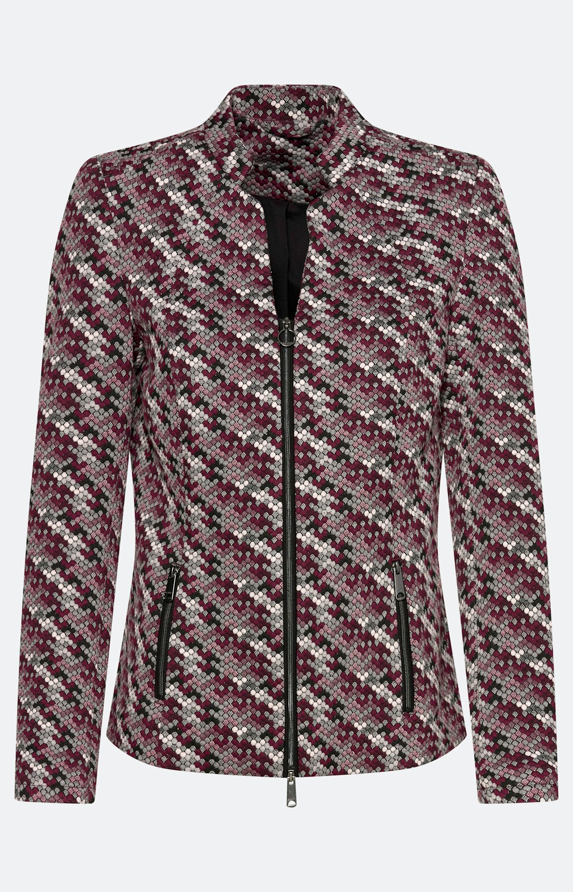 Strickblazer mit Reißverschluss, burgund