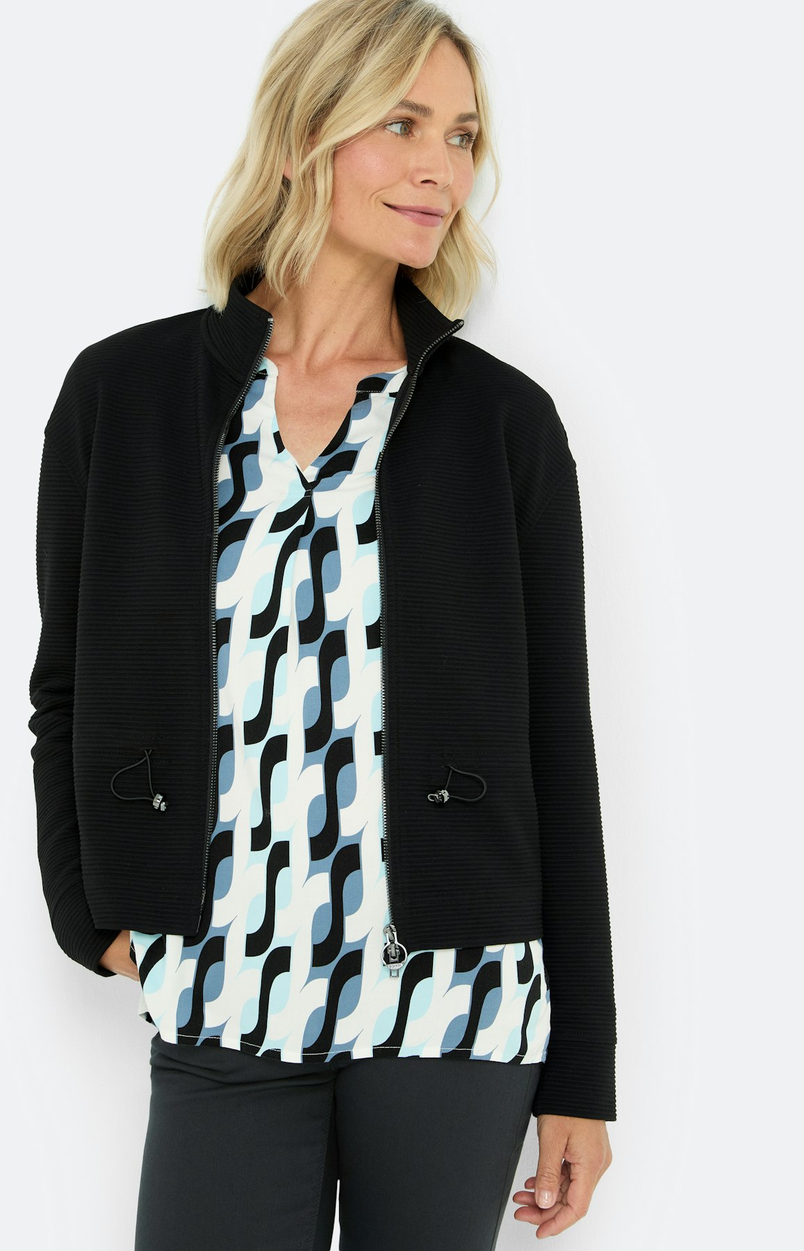 Sweatvest met rijgkoord, zwart