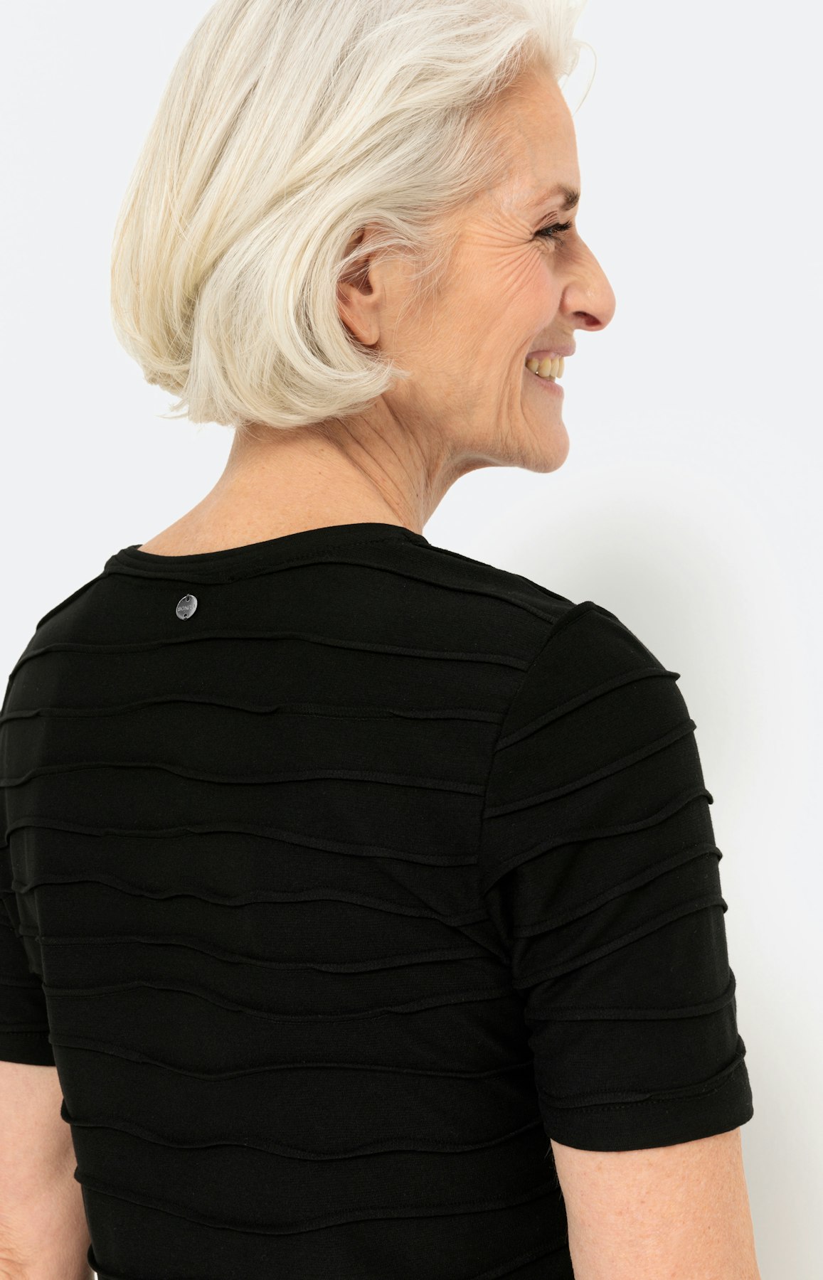 Basic T-shirt "wave" 1/2 mouw, zwart