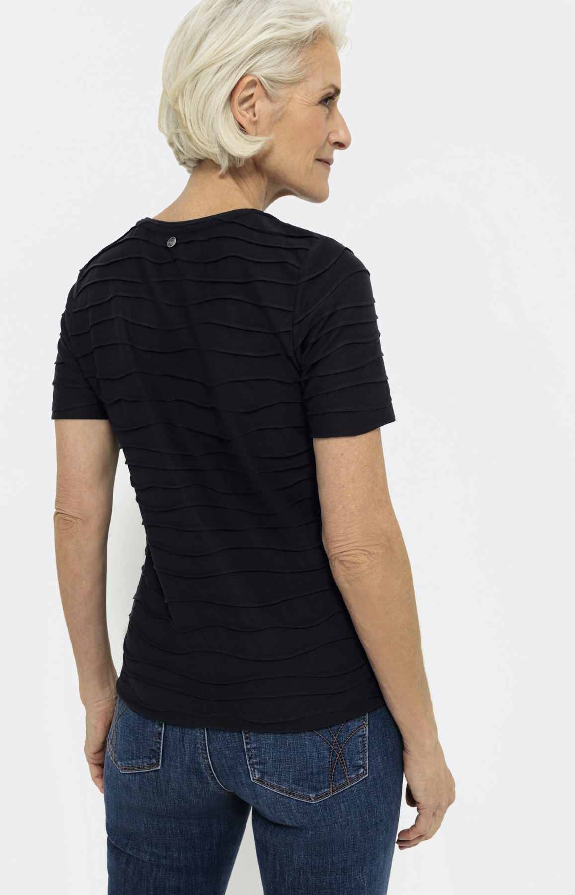 Basic T-shirt "wave" 1/2 mouw, navy