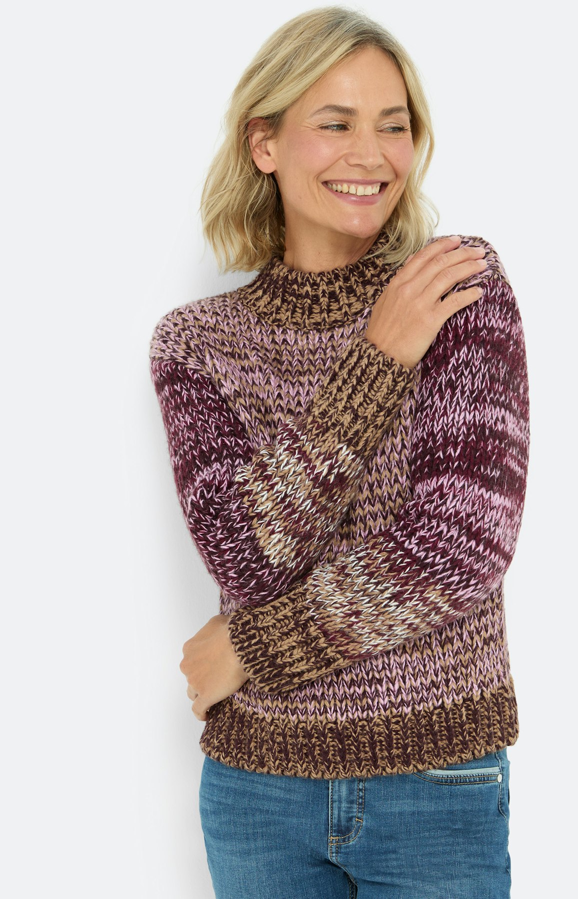 Gebreide trui, bourgondië melange