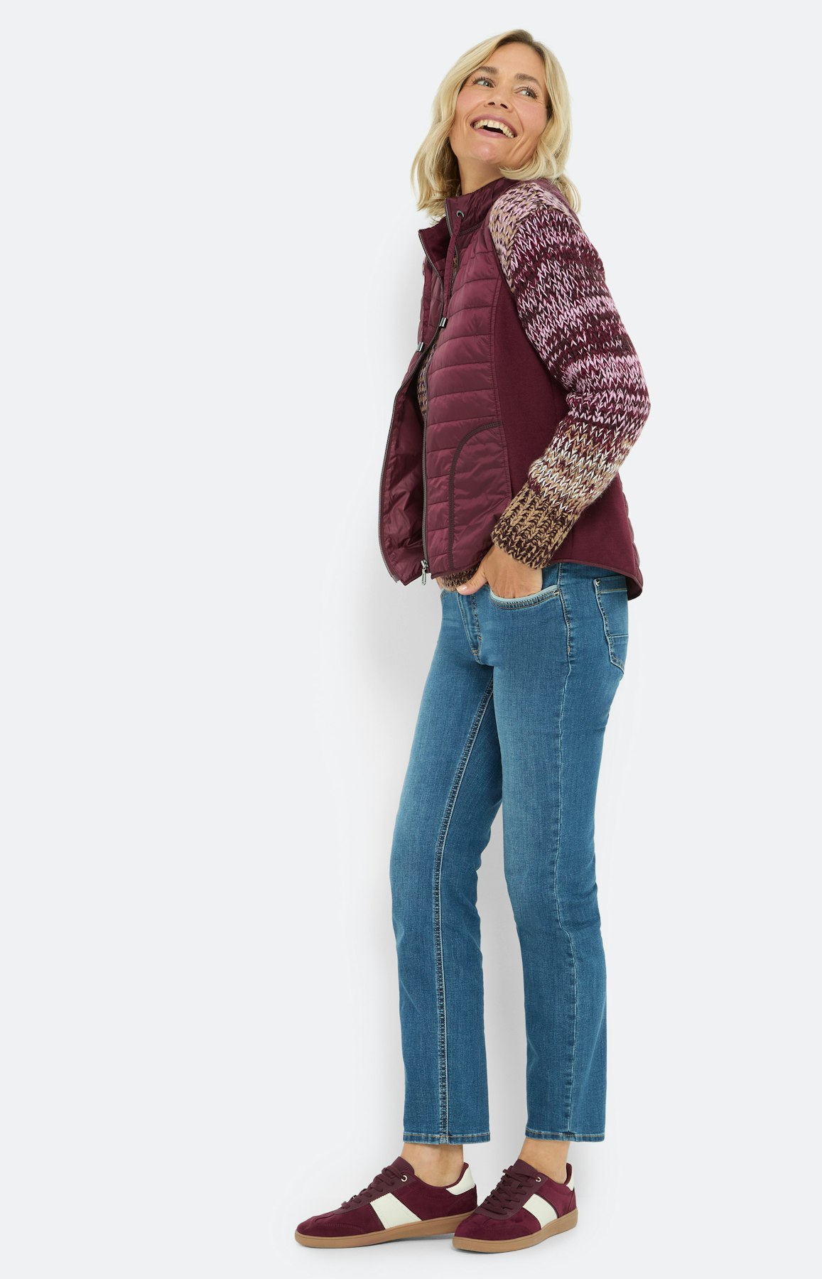 Gebreide trui, bourgondië melange