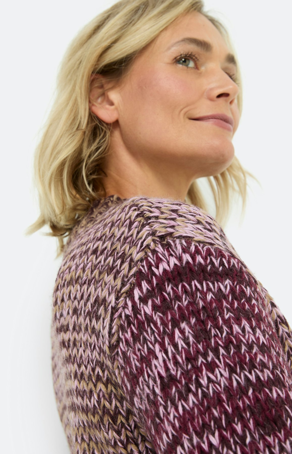 Gebreide trui, bourgondië melange