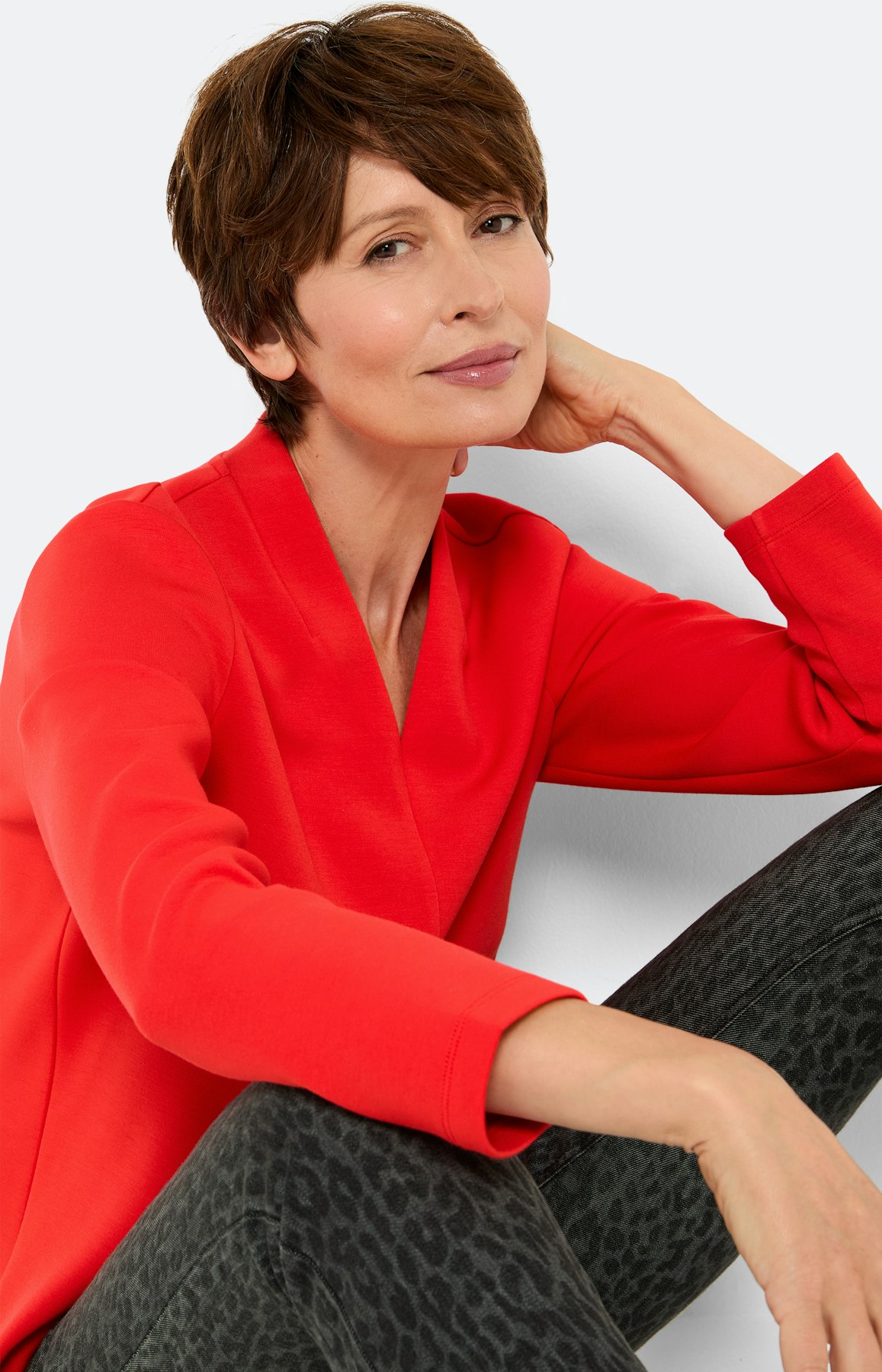 Sweatshirt van scubastof, robijnrood