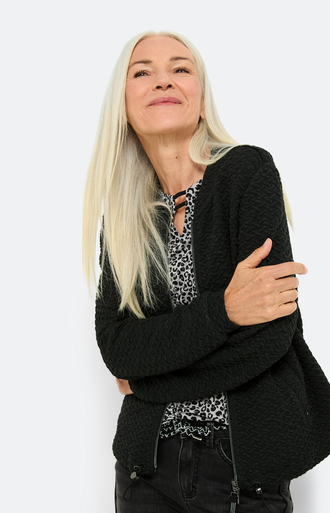 Sweatvest met structuur, antraciet