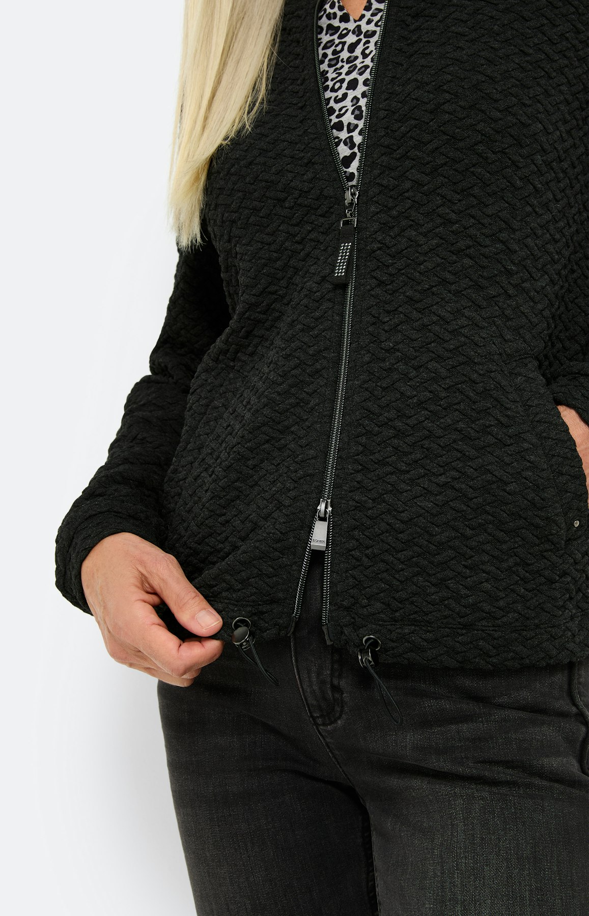 Sweatvest met structuur, antraciet