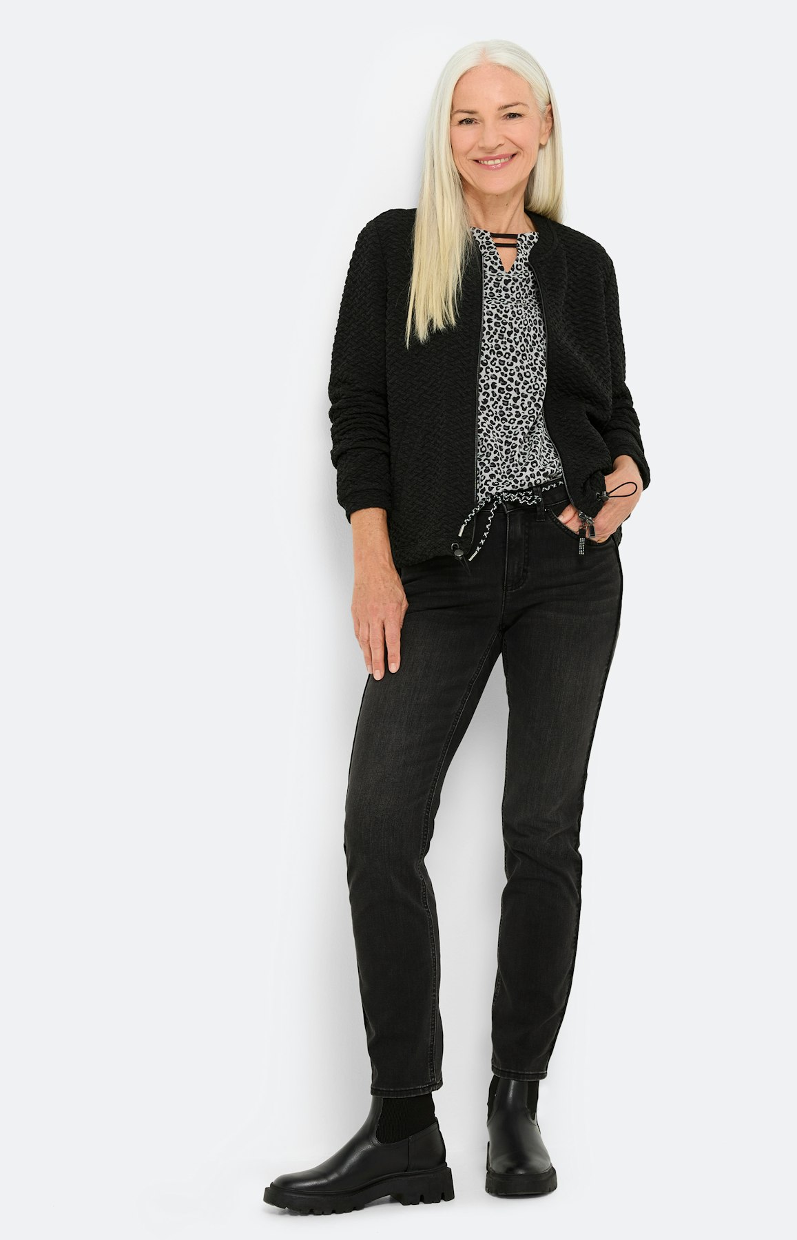 Sweatvest met structuur, antraciet