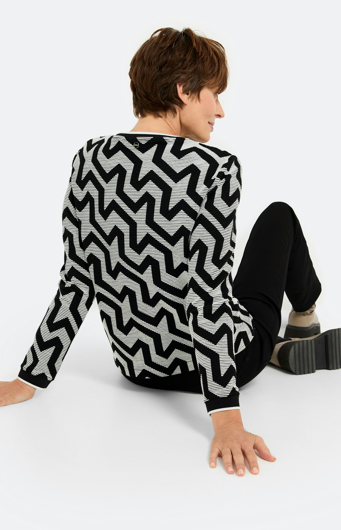 Sweatshirt met structuur, gedessineerd