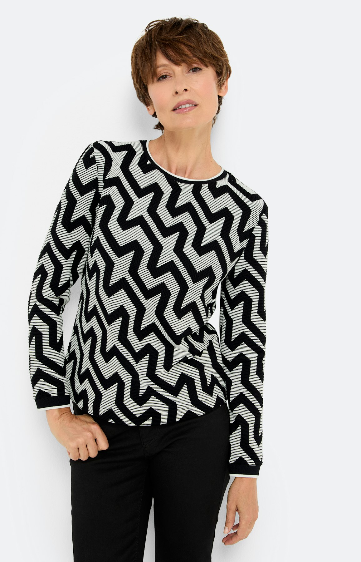 Sweatshirt met structuur, gedessineerd