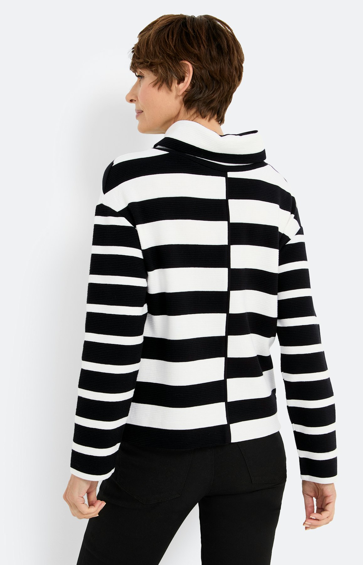 Sweatshirt met col, gestreept