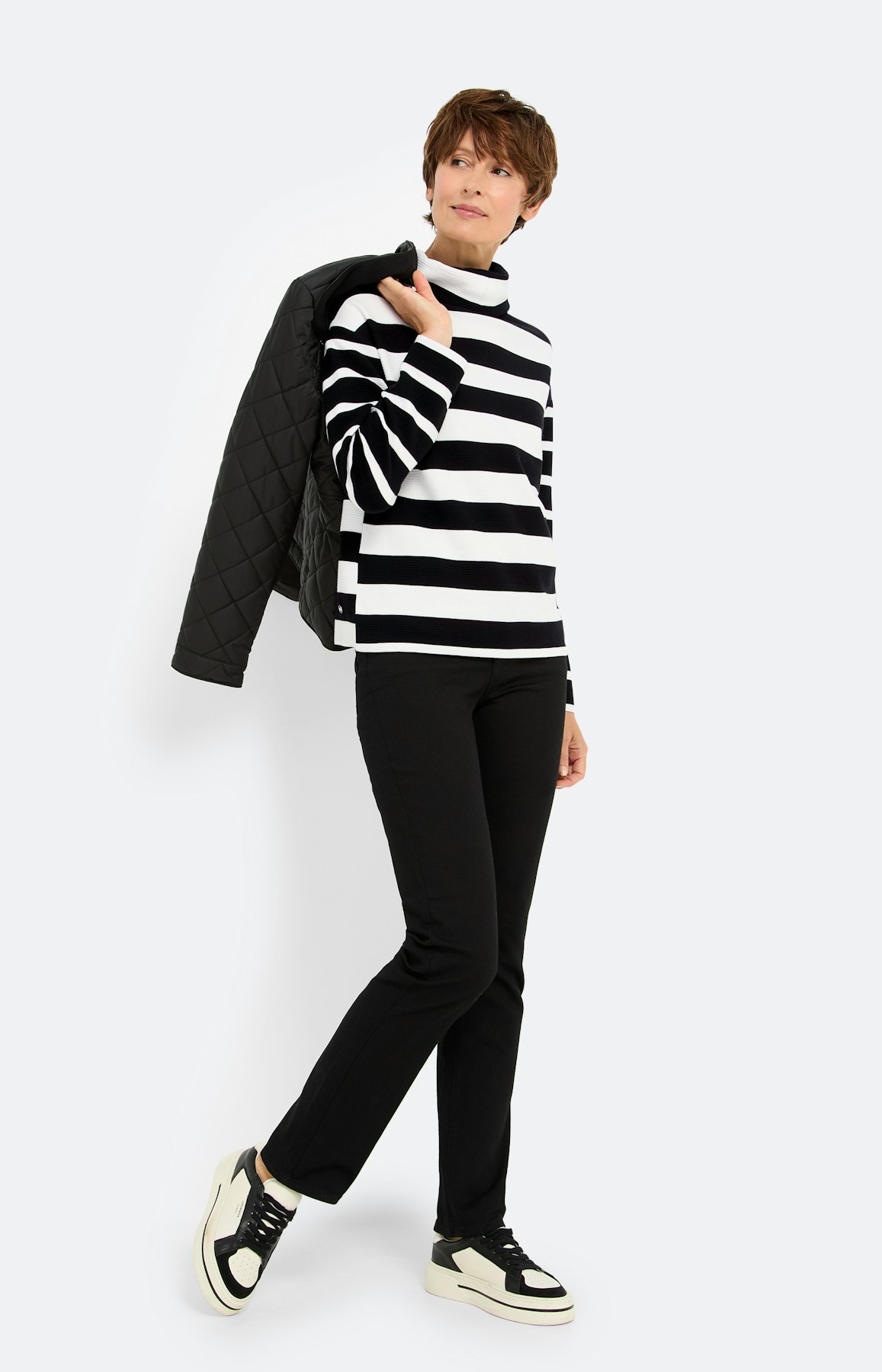 Sweatshirt met col, gestreept