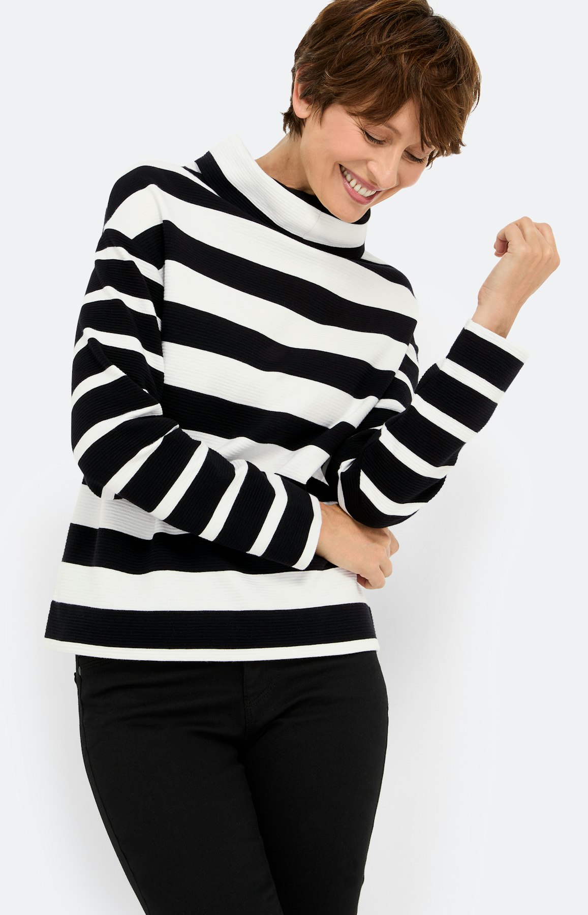Sweatshirt met col, gestreept