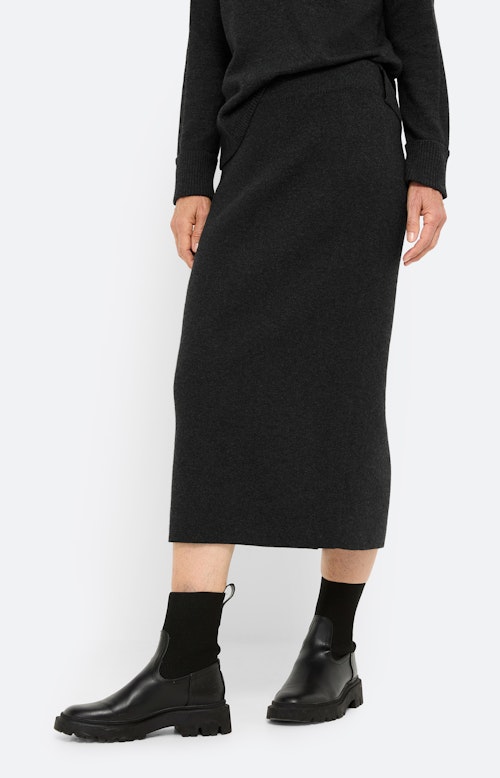Gebreide rok met split, antraciet
