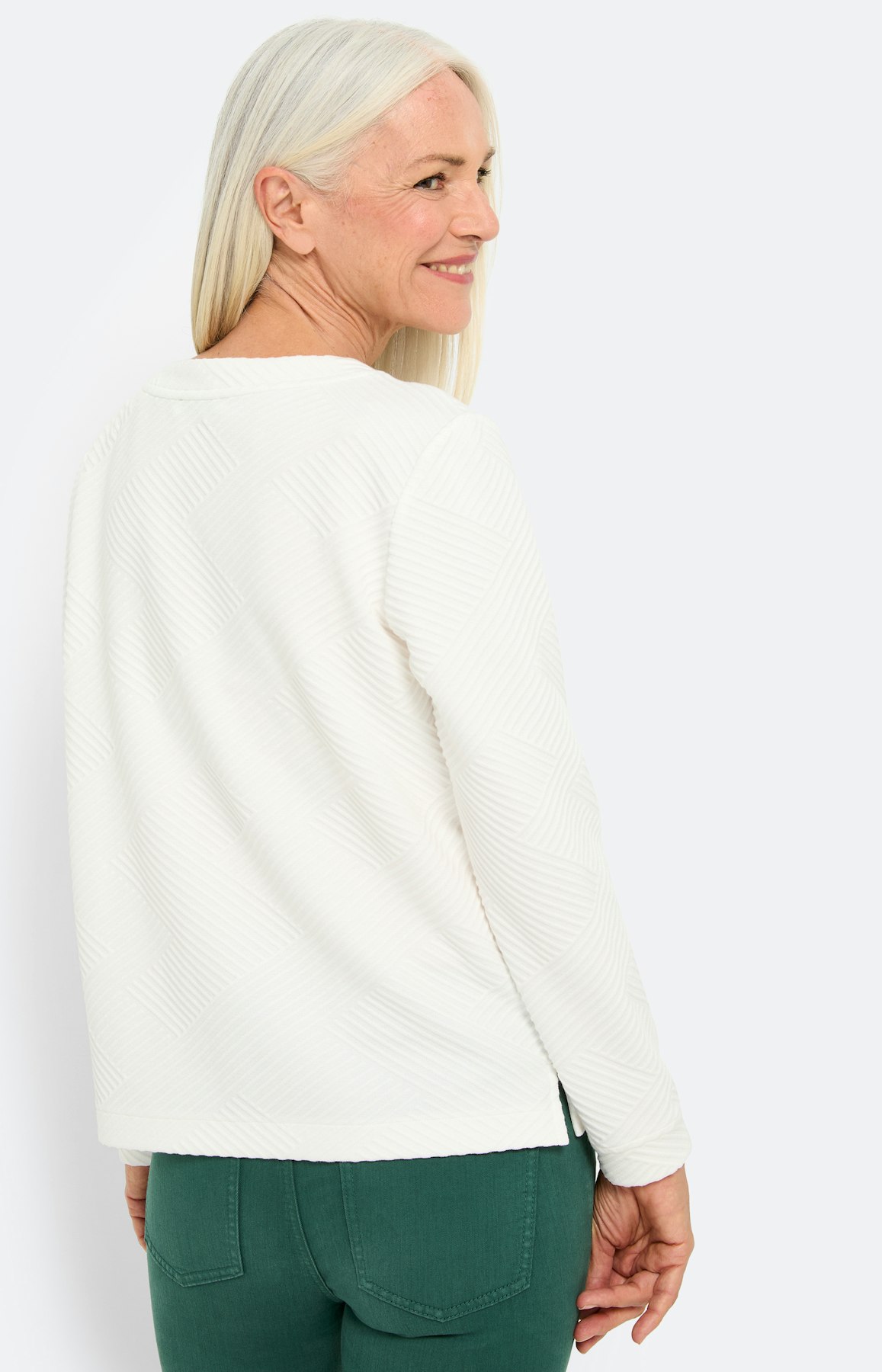 Sweatshirt met structuur, wit
