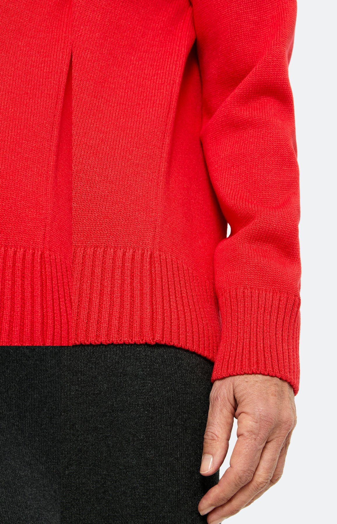 Trui met ribmotief, robijnrood