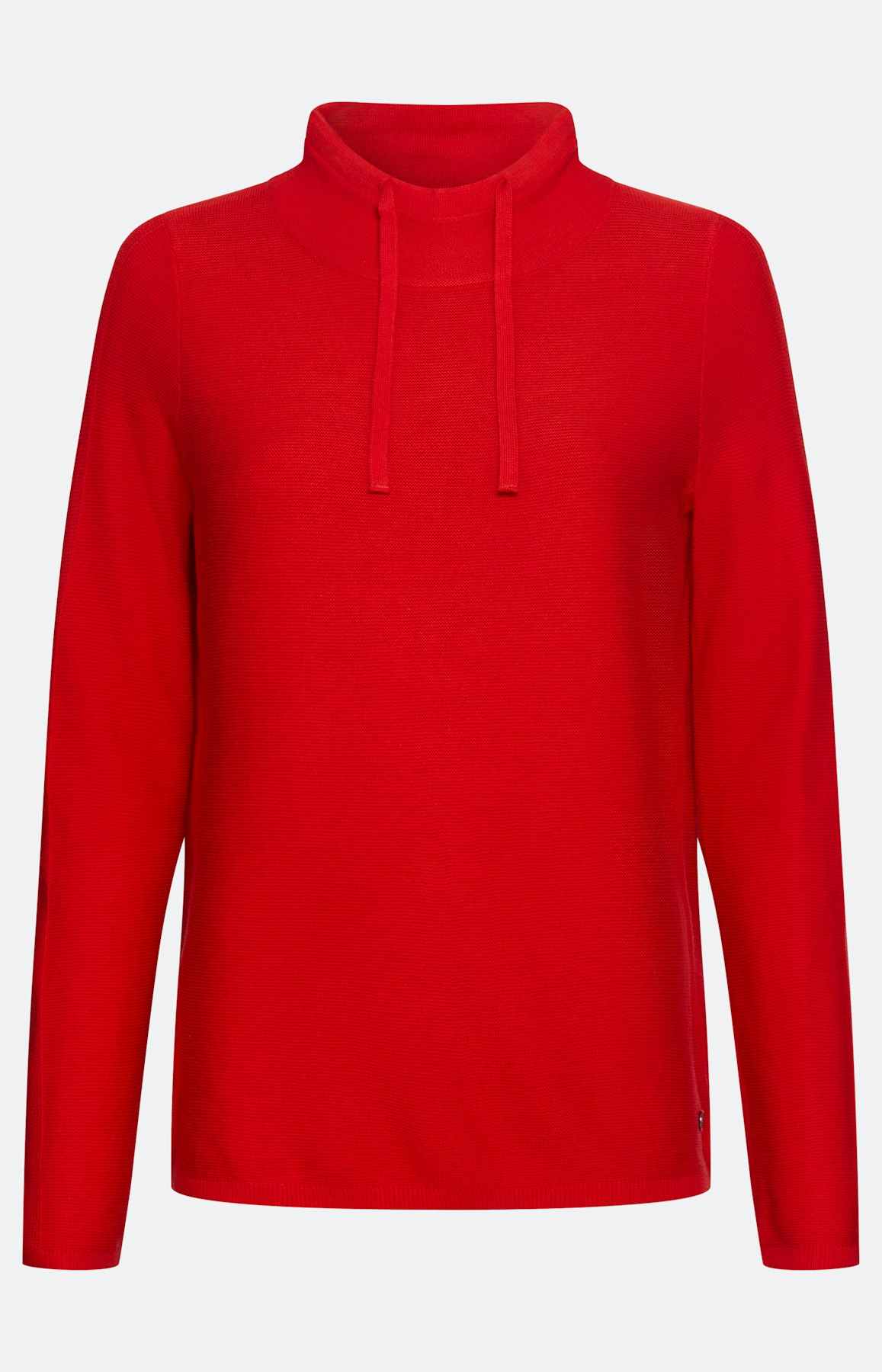 Trui met koord in de kraag, robijnrood