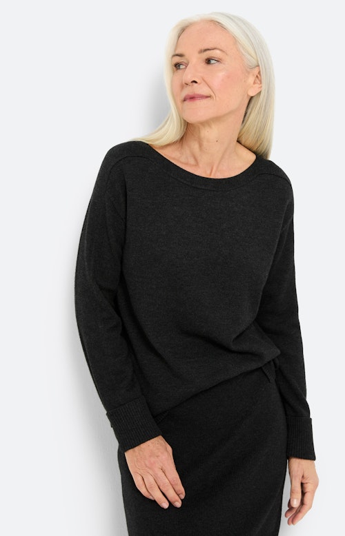 Trui met mouwomslag, antraciet