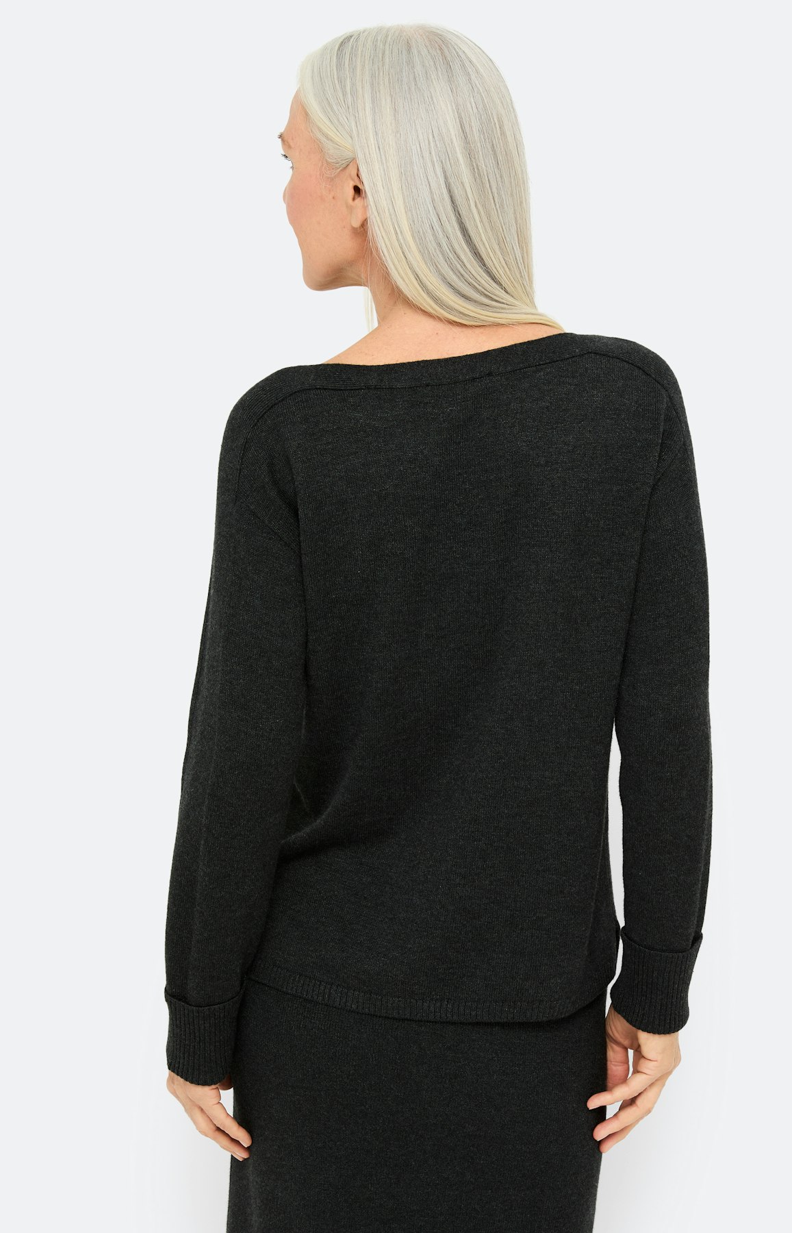 Trui met mouwomslag, antraciet