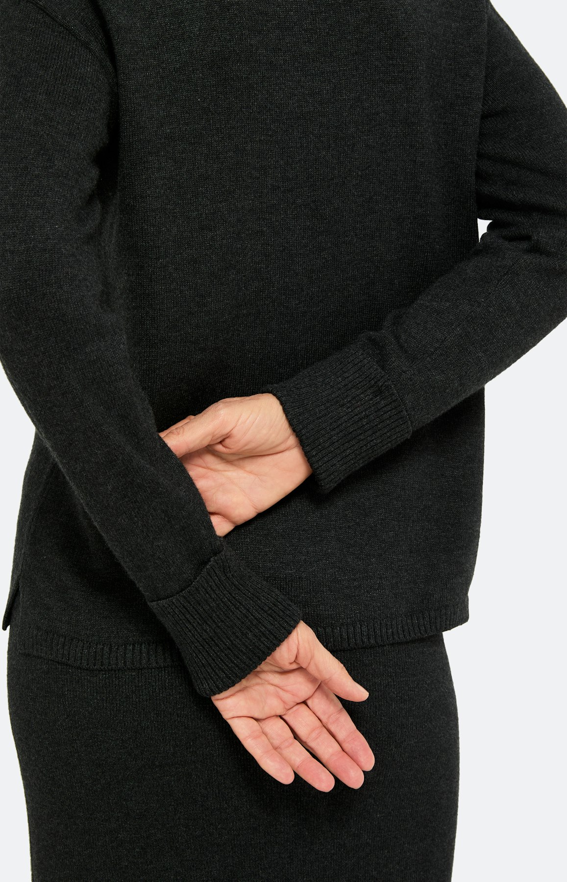 Trui met mouwomslag, antraciet