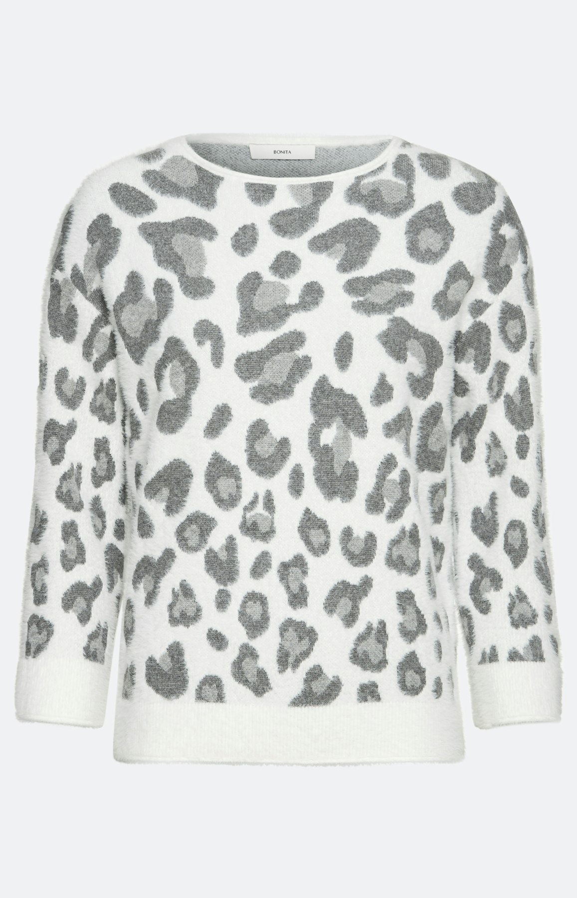 Trui met luipaardmotief, grijs