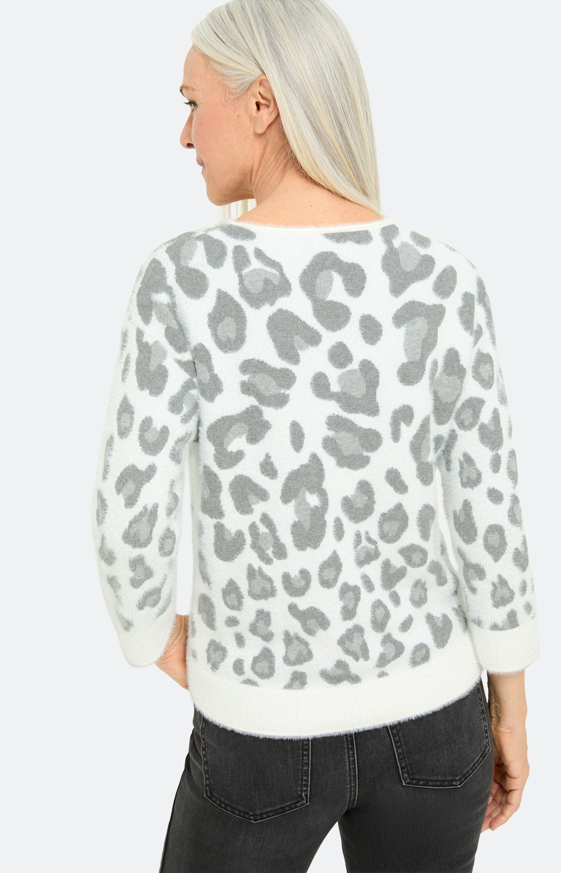 Trui met luipaardmotief, grijs