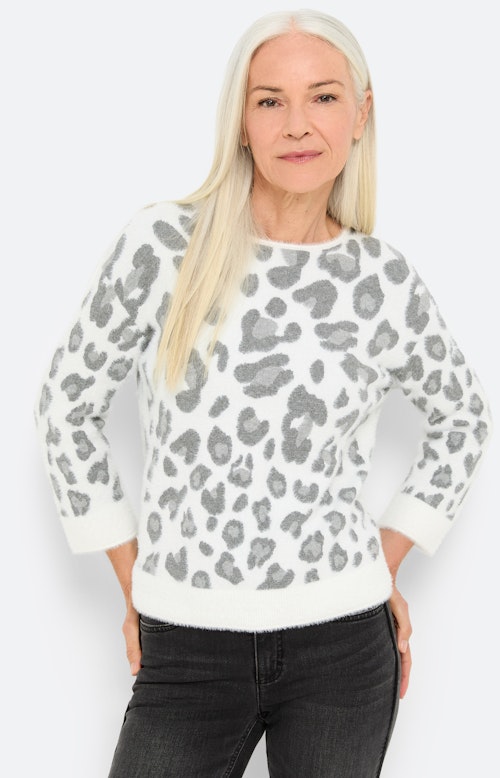 Trui met luipaardmotief, grijs