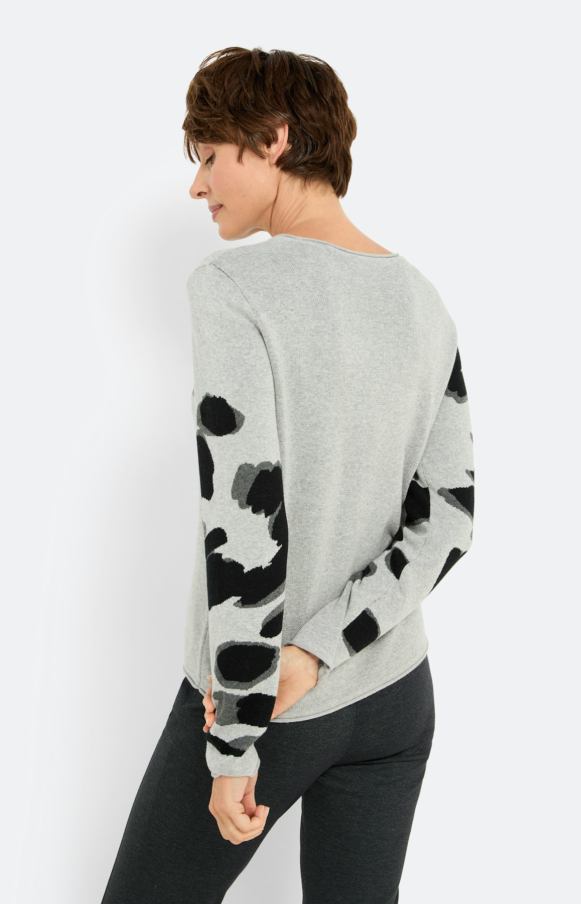 Trui met luipaard-design, grijs