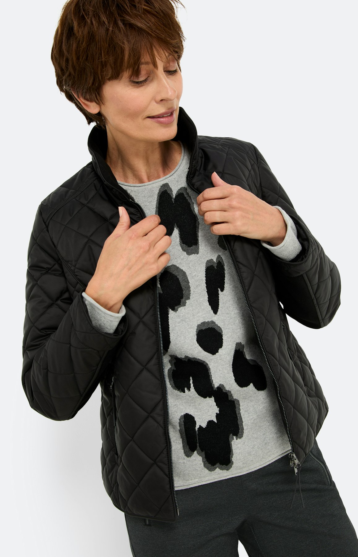 Trui met luipaard-design, grijs