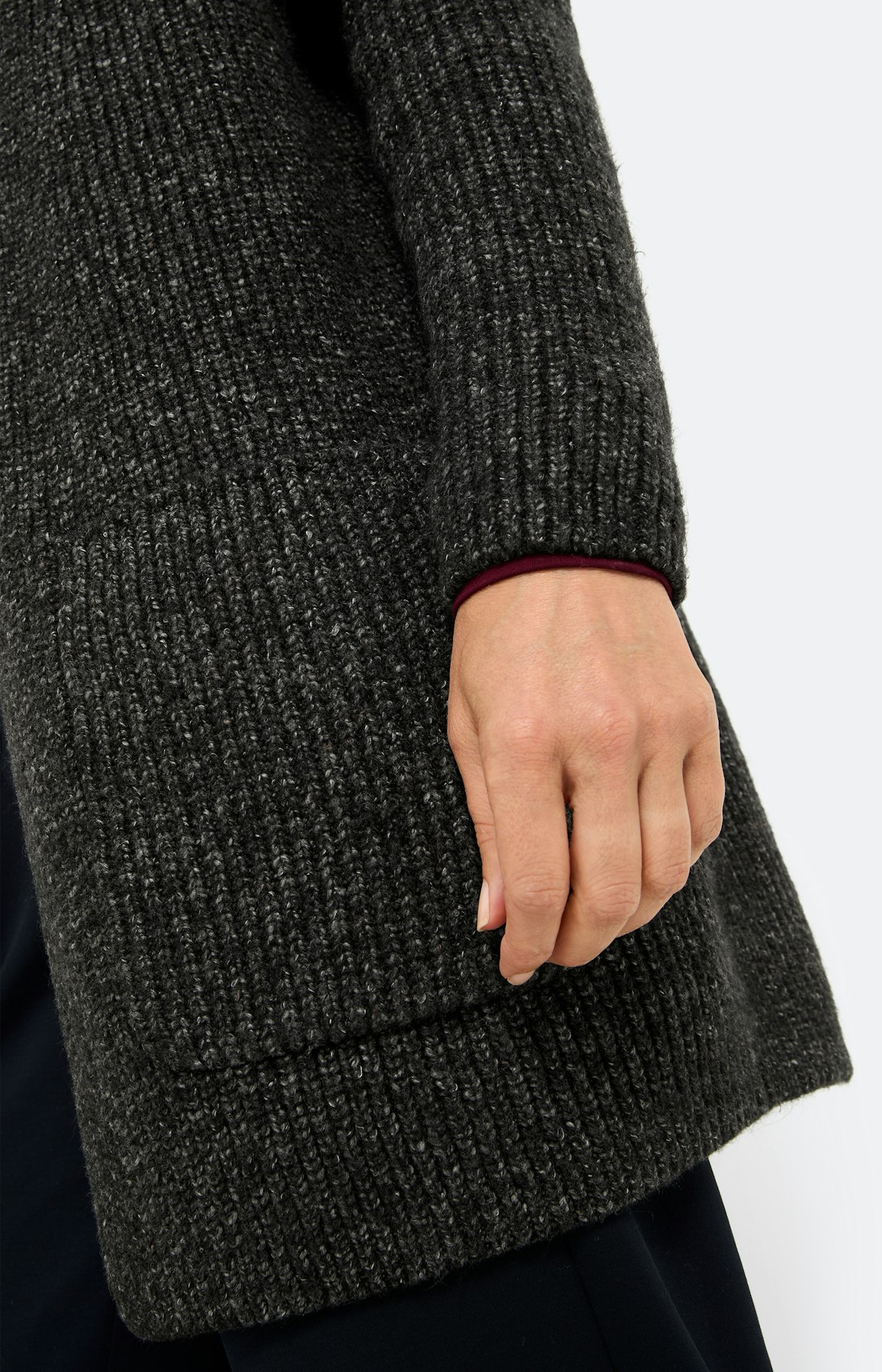 Open cardigan met zakken, antraciet