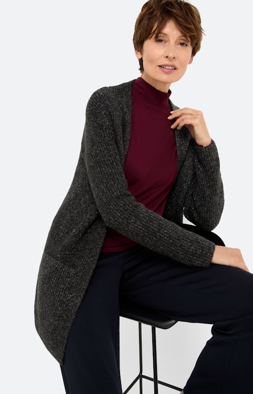 Open cardigan met zakken, antraciet